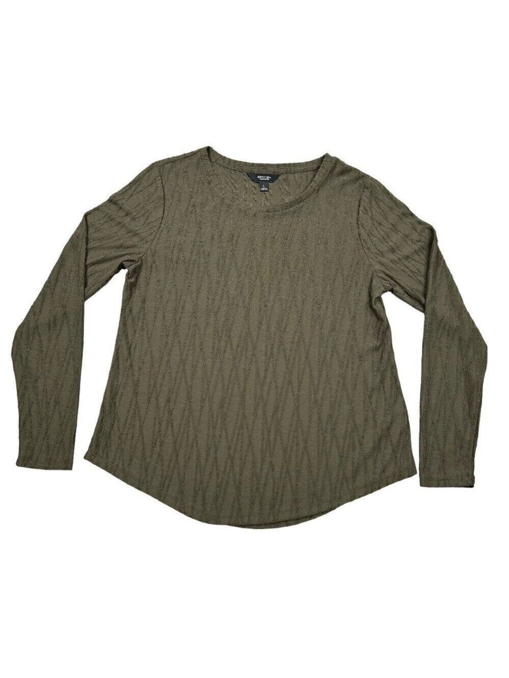 Simply Vera New Olive Green Long Sleeve Textured Top Size L